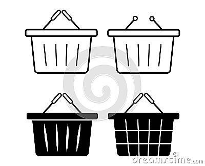 A set of four icons depicting shopping baskets. Vector Illustration